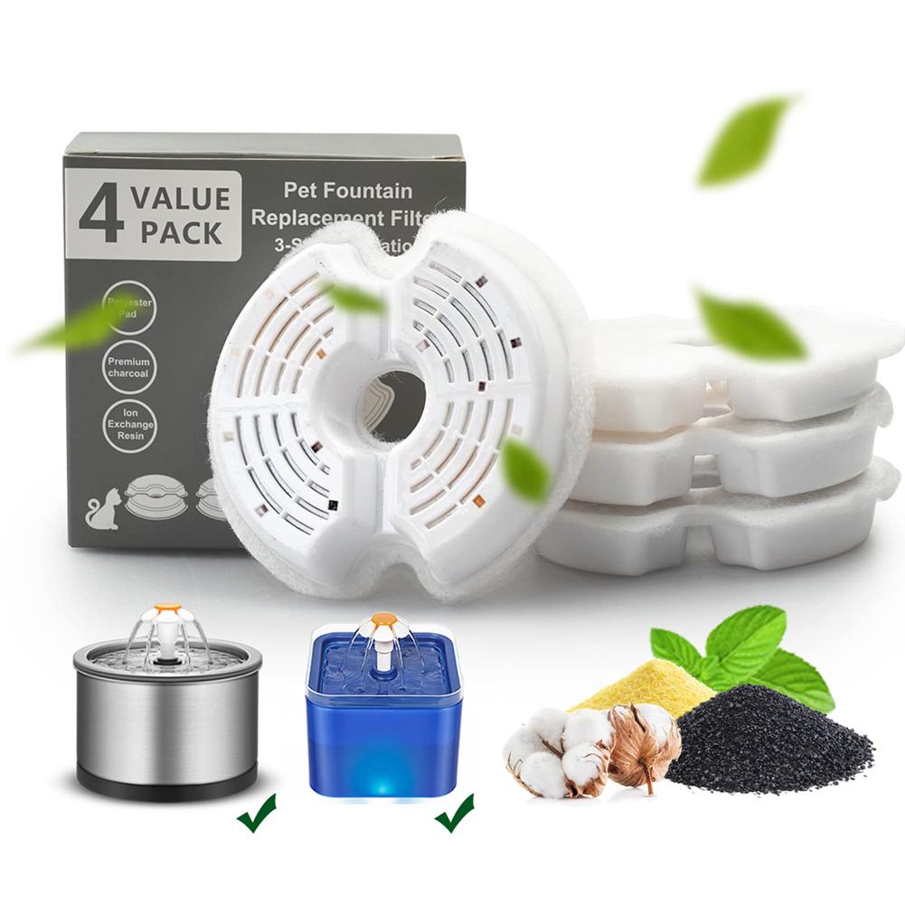 Dog Water Fountain Filter Replacement 6/12Pack Rectangle Carbon Filters for Large Capacity Automatic Pet Fountain