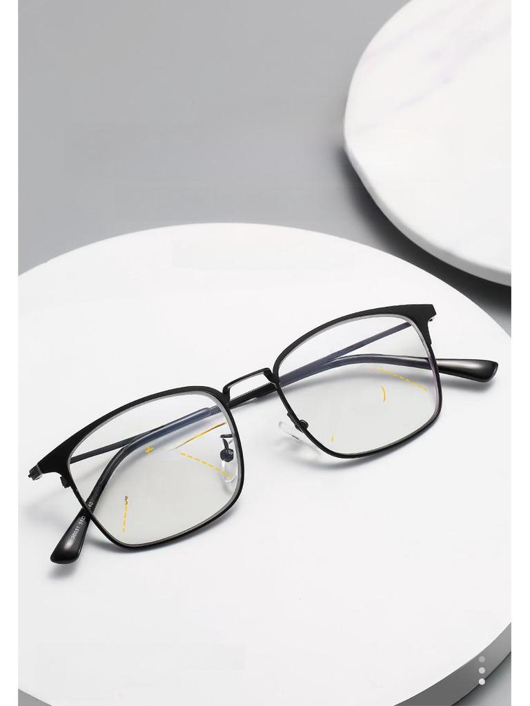 Прогрессивные бифокальные очки высокой четкости с защитой от синего света: Металлическая полуоправа, линзы, меняющие цвет, для ближнего и дальнего зрения для пожилых людей.