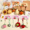 1pair Bag Hanging Knitted Flower Pendant Woolen Car Keyrings Cute Crochet Fruit Keychains Backpack