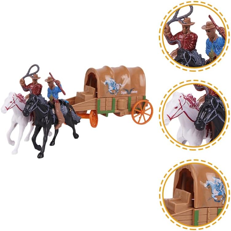 Западные Фигурки Модель Конной Кареты Игровой Набор Пластиковые Западные Фигурки Верховая Лошадь Фигурка Игрушки для Обучения Настольное Украшение для Мальчиков Девочек Детей
