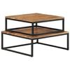 Nesting Coffee Tables In Solid Acacia Wood - VidaXL - Rectangular - Brown - Living Room Furniture