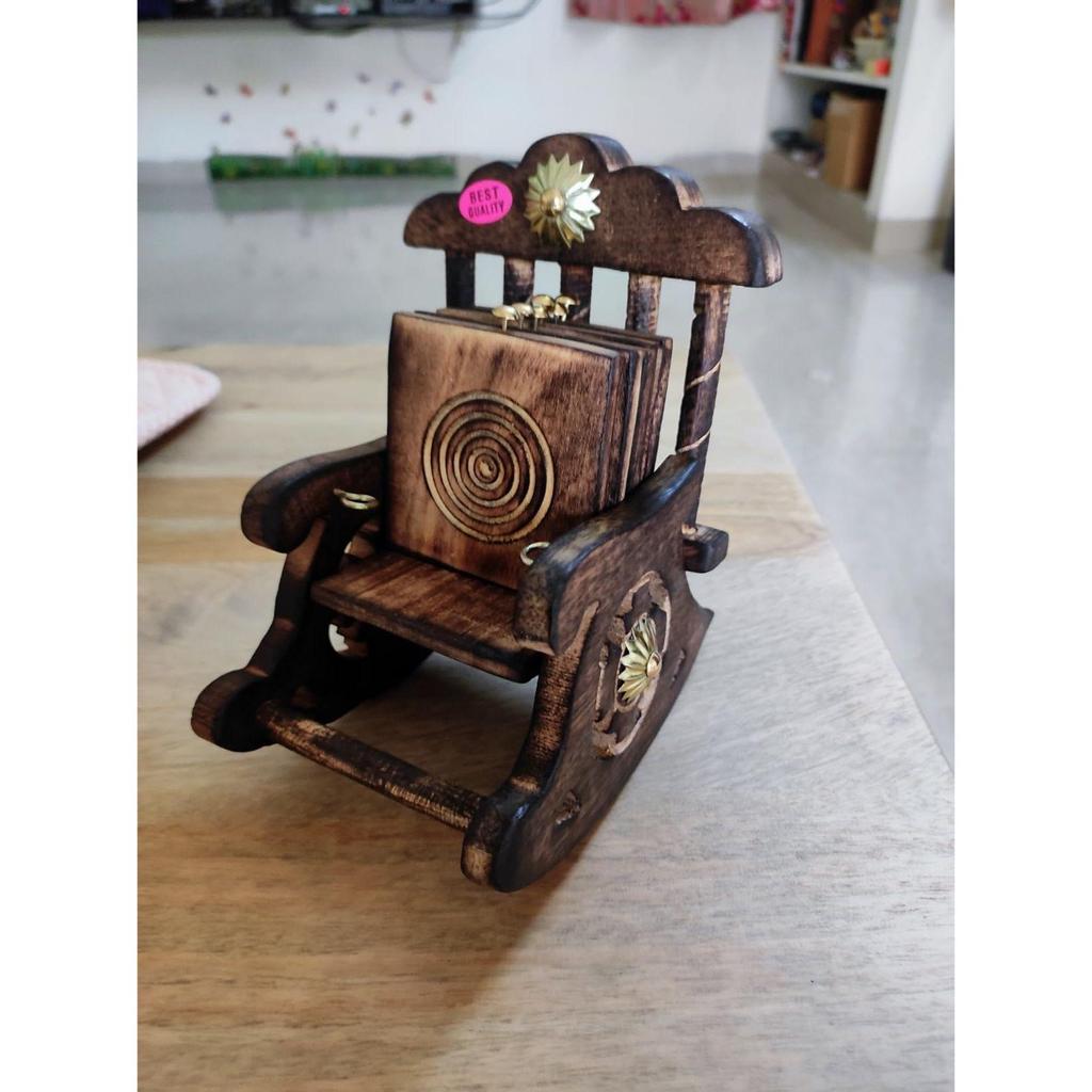 Деревянный старинный миниатюрный стул в форме чая, кофе, напитков, горячих/холодных напитков, набор подставок с 6 подставками для кухни/обеденного стола/офиса/ресторана.