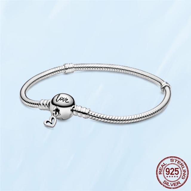 Femme Браслет 925 пробы стерлингового серебра змея браслет-цепочка в форме сердца для женщин Fit Charms Бусины ювелирные изделия подарок