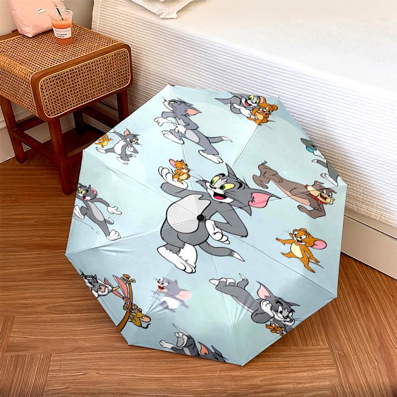 1 шт. Автоматический складной зонт - Мультяшный узор, Портативная и складная конструкция с 46 спицами, Рождественские и новогодние подарки