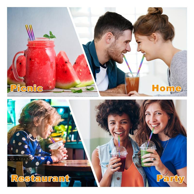 Телескопическая металлическая соломинка для питья, складная многоразовая соломинка, портативная соломинка из нержавеющей стали с футляром и щеткой для путешествий на открытом воздухе