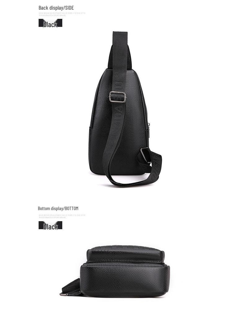Men's Korean Style Casual Chest Crossbody Bag - Small PU Shoulder Travel Backpack