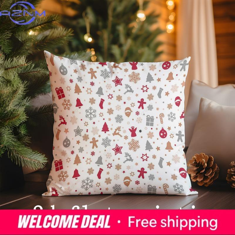 Home Decor Christmas-Themed Pillow Covers Suitable For Sofa Bedroom Car Pillow Cover Cushion Rectangular Back Cushion