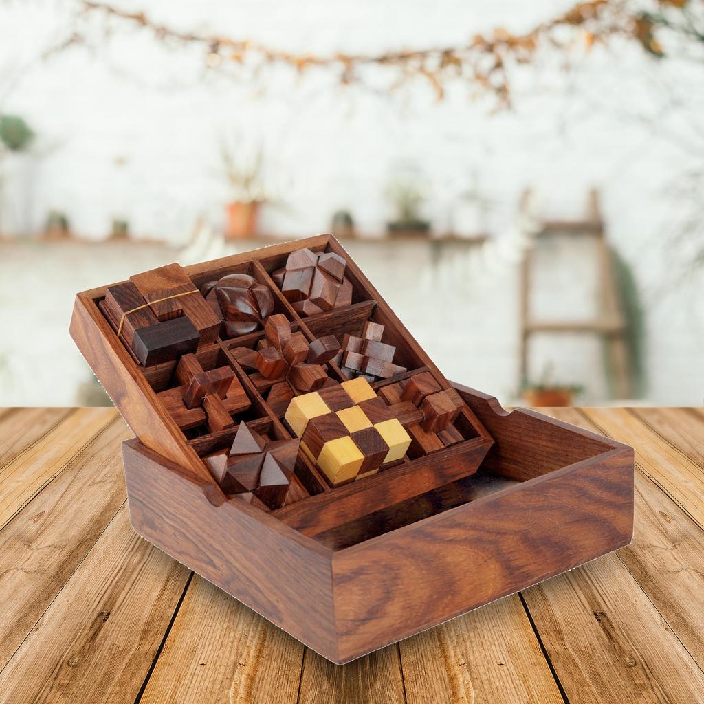 Набор головоломок Shriji Crafts STEM, 9 деревянных механических головоломок,