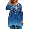 Women's Fashion Large Size Round Neck Long Sleeve Casual Christmas Print Loose Pullover Top