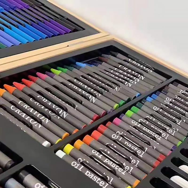 150/180 Pcs Drawing Art Set Painting Pen Colour Pencils with Wooden Case Wooden Art Painting Exclusive Set