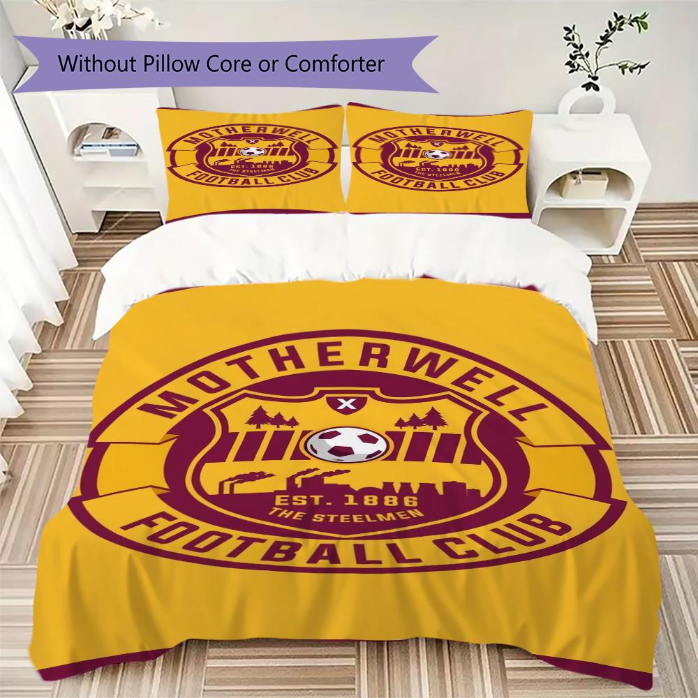 Motherwell FC Pattern Bedding uilt Set uilt Cover Pillowcase Home Decoration Birthday Gift (1 * duvet cover + 2 * pillowcase without core)