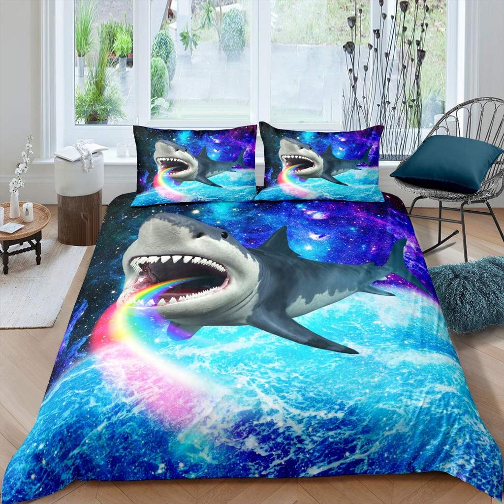 Комплект постельного белья Deep Sea Shark, комплект постельного белья Black Shark, подводный мир, океанская жизнь, комплект одеяла для мальчиков и мужчин, размер Queen Size