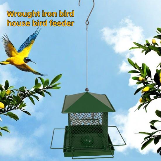 Металлическая кормушка для птиц для улицы, подвесная железная кормушка для диких птиц, защищающая от белок, для сада, двора, украшения заднего двора