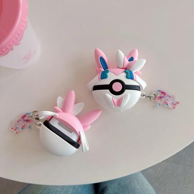 Для Airpods 4 Чехол 2024, Pokemon Sylveon Ball Ударопрочный Защитный силиконовый чехол для наушников для Airpod 4 Чехол-брелок для девочек Funda