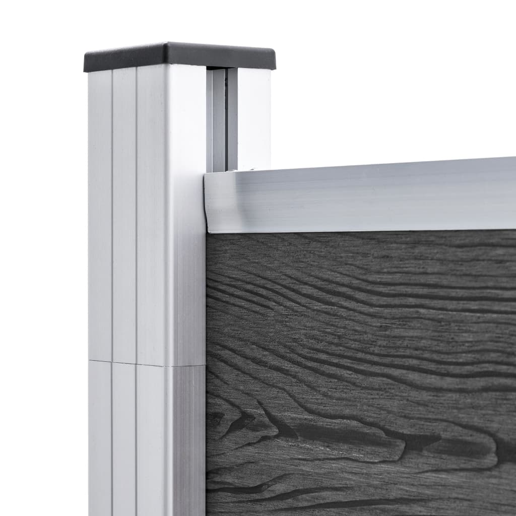 WPC Fence Panel Set 526 x 186 cm Black