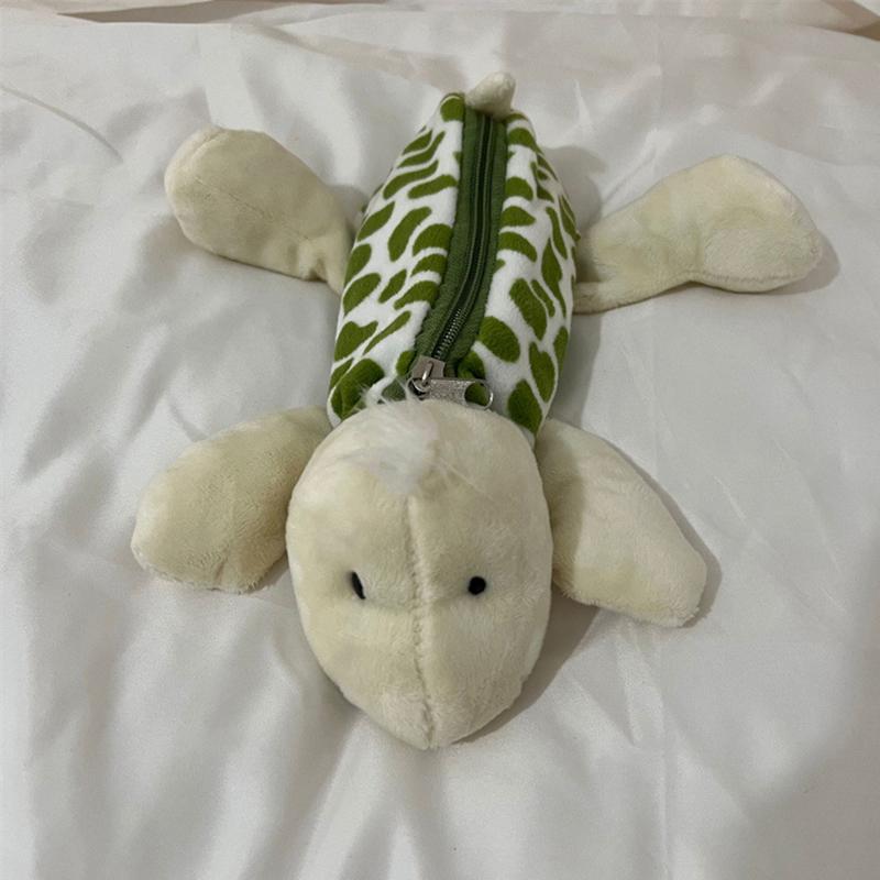 Креативная маленькая плюшевая сумка для ручек в виде крокодила-черепахи в форме мультяшного животного, забавная канцелярская сумка, пенал для школьных принадлежностей