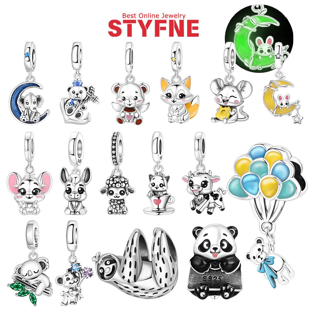 Animal Series Charms 925 Silver Donkey Koala Elephant Cute Little Mouse Beads Pendant Fit Diy Bracelet Fashion Jewelry