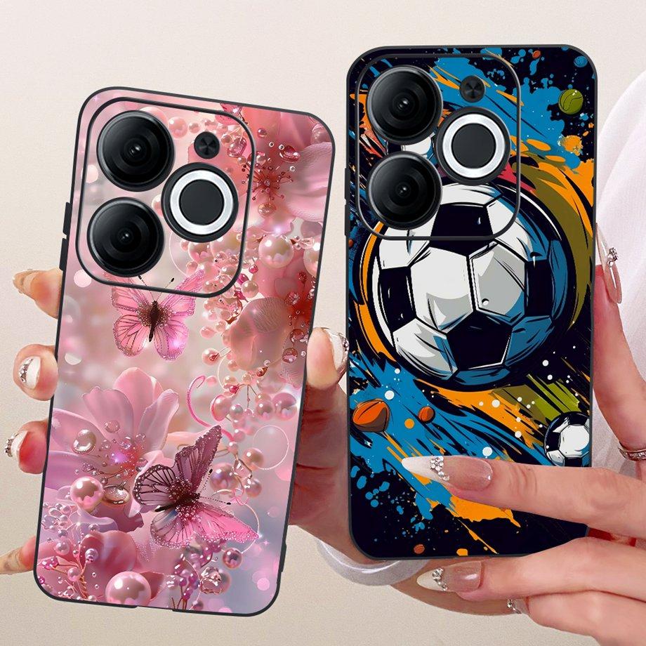 For Itel A80 A90 A95 A70 A60 A60s Phone Case Matte Soft TPU Bumper Cover Cool Cartoon Luxury Butterfly Flower Bow Pattern Funda