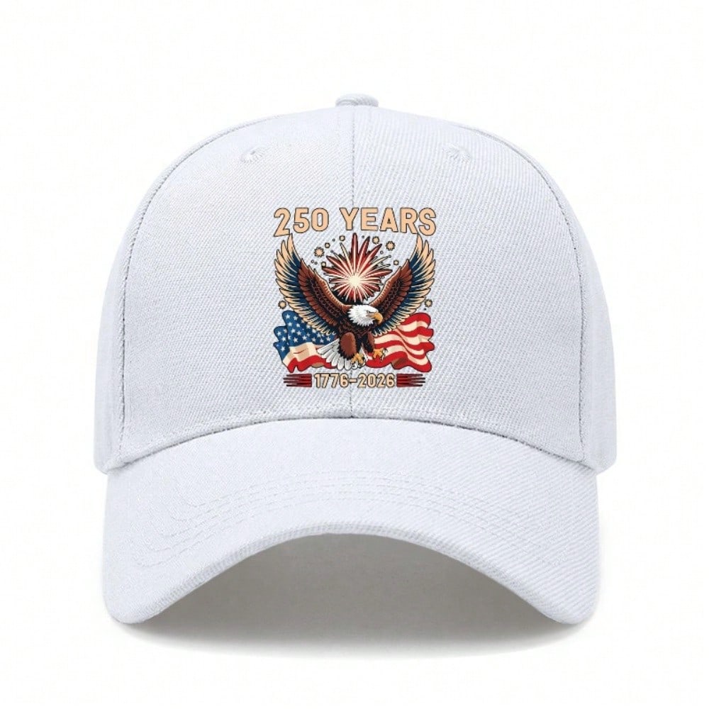 [250 Years Baseball Cap] Unisex Adjustable Polyester Printed Eagle Vintage Style Baseball Hat For Patriotic Holiday & Daily Wear