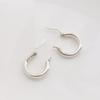 (925 Silver) Mini Volume Hoop Ring Earrings 20mm Simple Daily Earrings 20mm Earrings Shiny Earrings