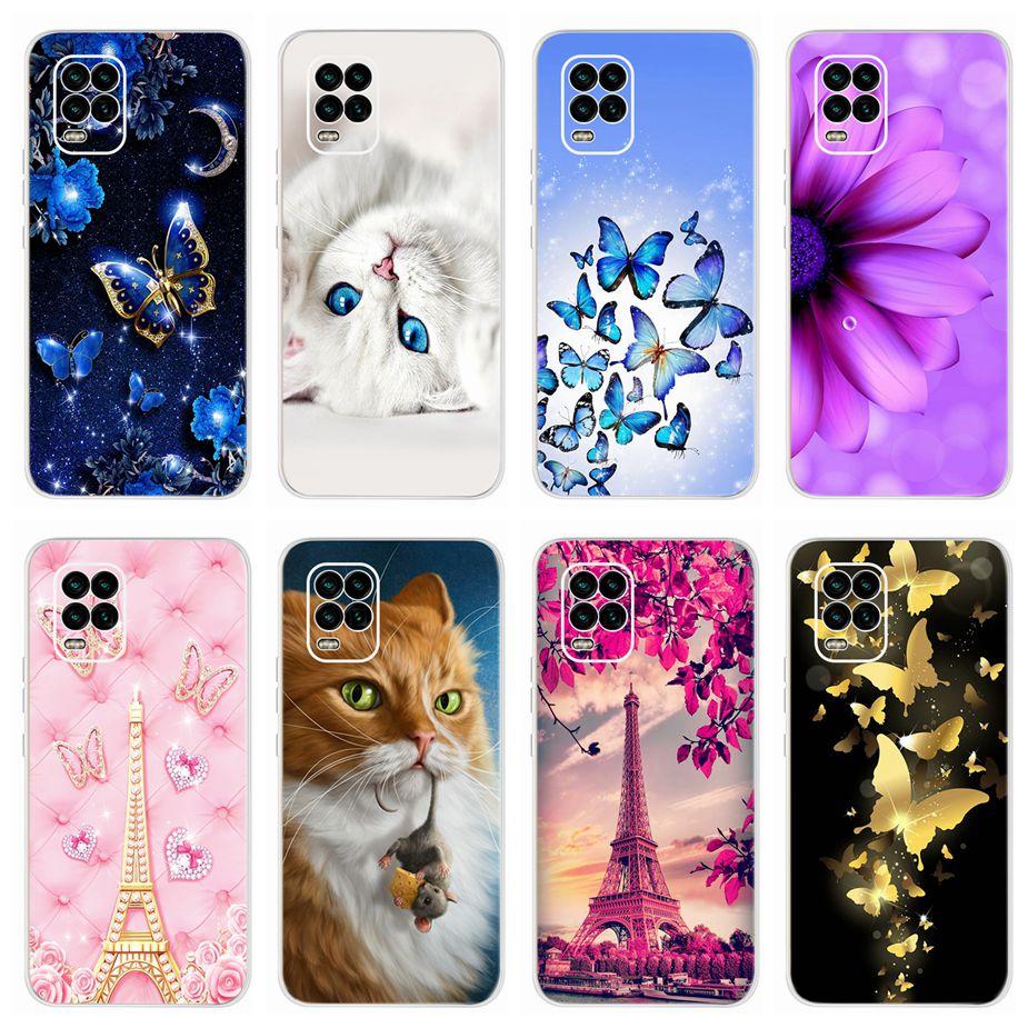 For Xiaomi Mi 10 Lite 5G Case Cute Cat Butterfly Soft Silicone Phone Cases For Xiaomi Mi 10 Lite 10Lite Back Cover Fundas Bumper
