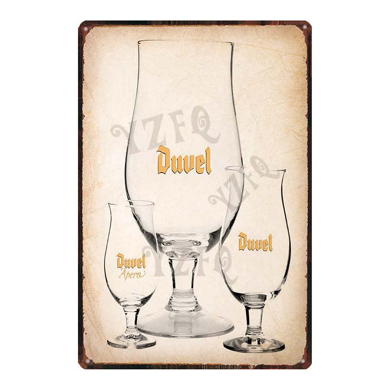 YZFQБельгийское пиво Duvel Жестяные металлические знаки Табличка Винтажный Музыкальный Бар Ресторан Дом Мужская берлога Декор Настенные наклейки DU-7713B