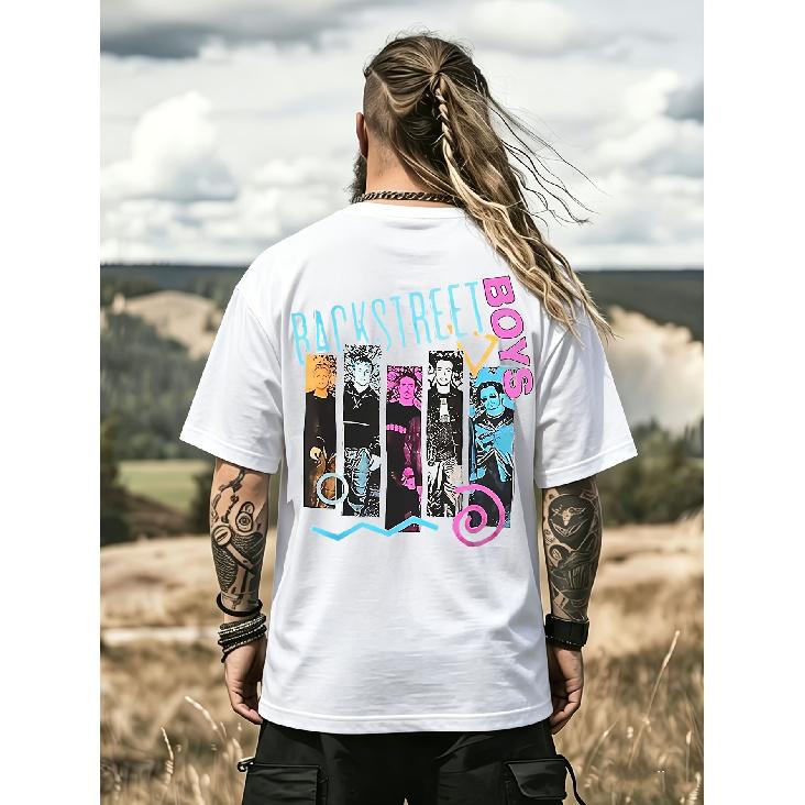 Backstreet 90s Punk Hip Hop T-shirt Crew Neck Pattern Slight Stretch Fabric Regular Fit Perfect for Men Short Sleeve Casual Style Outdoor Leisure
