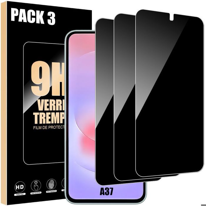 3x Verre Trempé Anti-Espion pour Samsung Galaxy A37 5G - Protection Antichoc Anti-Rayures 9H