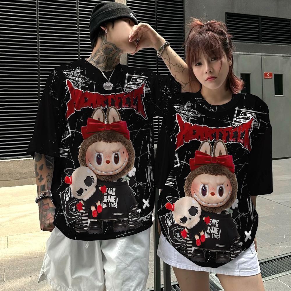 25BU Jie La Bu Bu Свободная футболка для мужчин и женщин Парный наряд с короткими рукавами Популярный в Интернете Трендовый с короткими рукавами