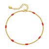 Thin Gold Plated Chain Bracelet Colorful Beads Ethnic Style For Women