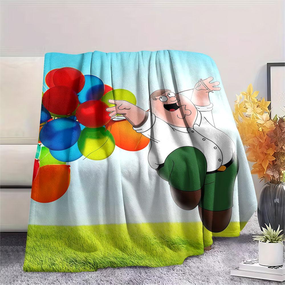 Peter Griffin Printed Flannel Blanket, soft throw for bedroom sofa, washable, fan merchandise, great gift.
