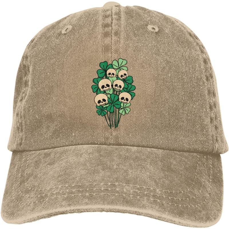 Skull Shamrock Bouquet Baseball Cap St Patrick Day Embroidered Dad Hat Lightweight Casual Outdoor Unisex