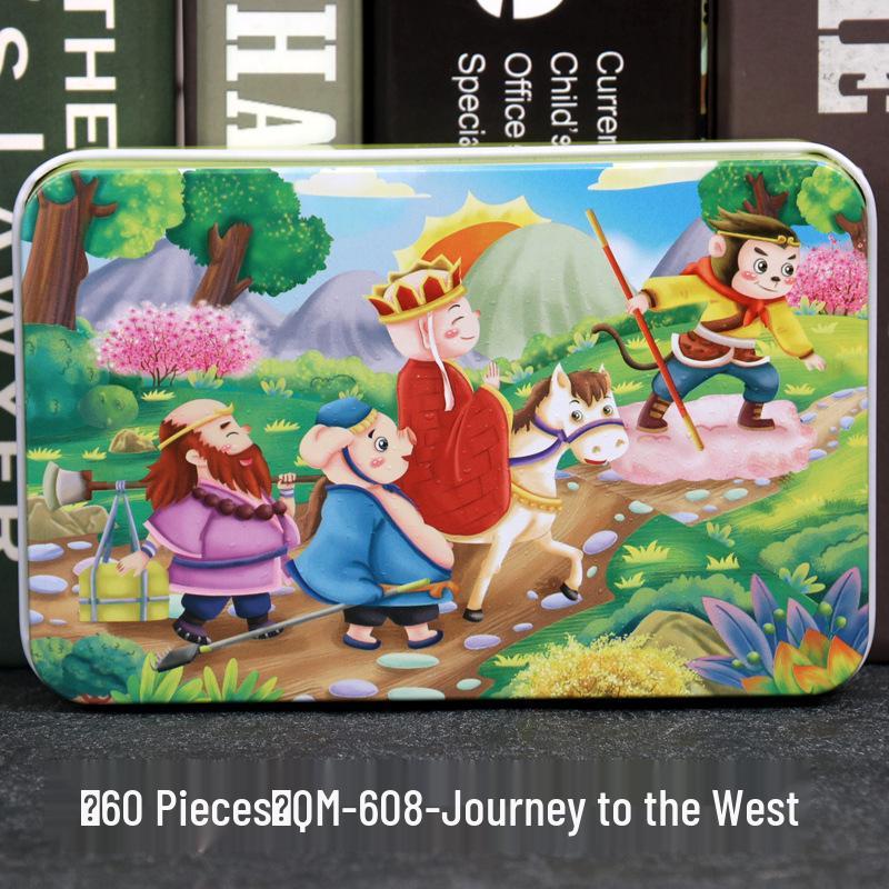 60-Piece Cartoon Puzzle Tin Box for Toddlers Aged 3-6 – Early Education and Intellectual Development Toy for Boys and Girls