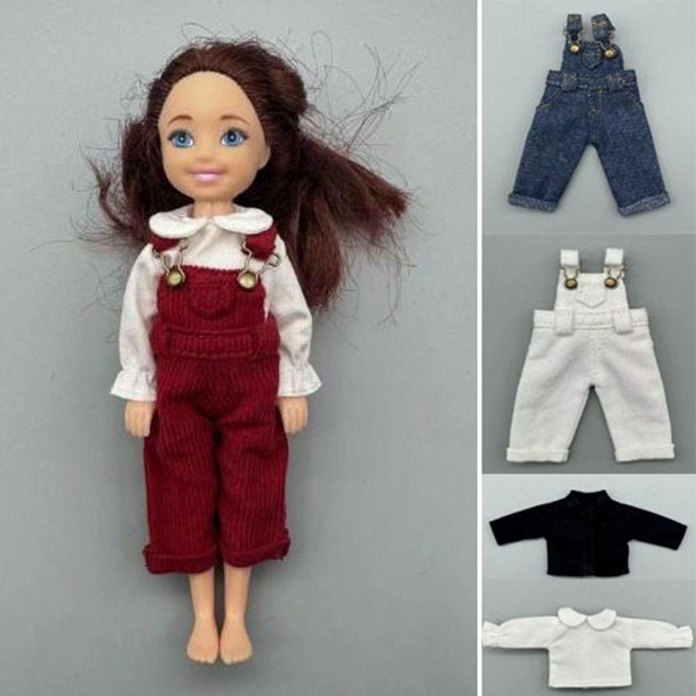 Mini Cute Jeans Trousers Shirt Denim Pants T-shirt Tops for 1/12 BJD Dolls for Ob11 Ymy Dolls