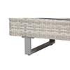 Corner outdoor garden lounge set 5 seats contemporary design removable-cover cushions coffee table epoxy steel grey woven resin
