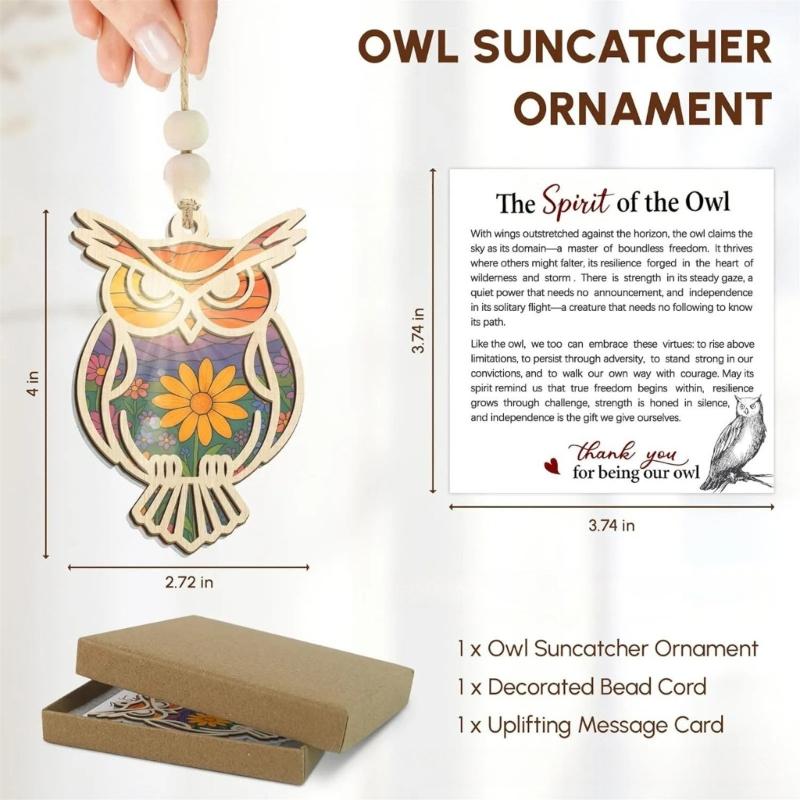 Elegant Owl Design Suncatchers with Story Card Door Window Decoration Perfect Gift for Special Event Outdoor Indoor