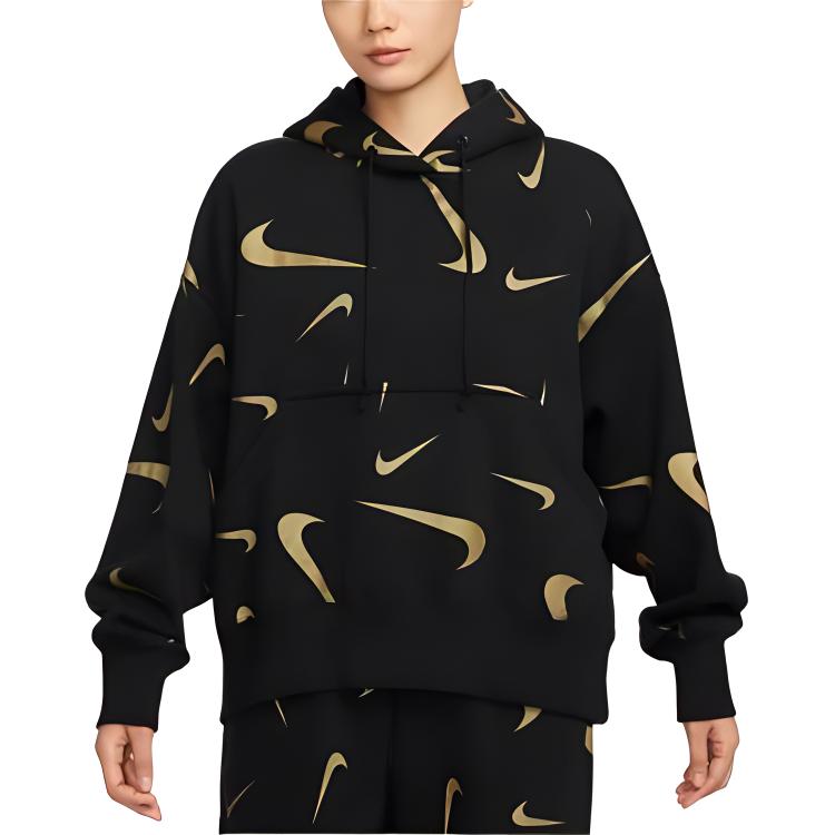 Nike Толстовки Женские Черные С Капюшоном Умеренные Обычные FB8744-010