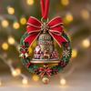 Christmas Ornaments Double-Sided Acrylic Santa Claus Bell Hanging Decor for Tree Home Store Festive Holiday Party Decoration