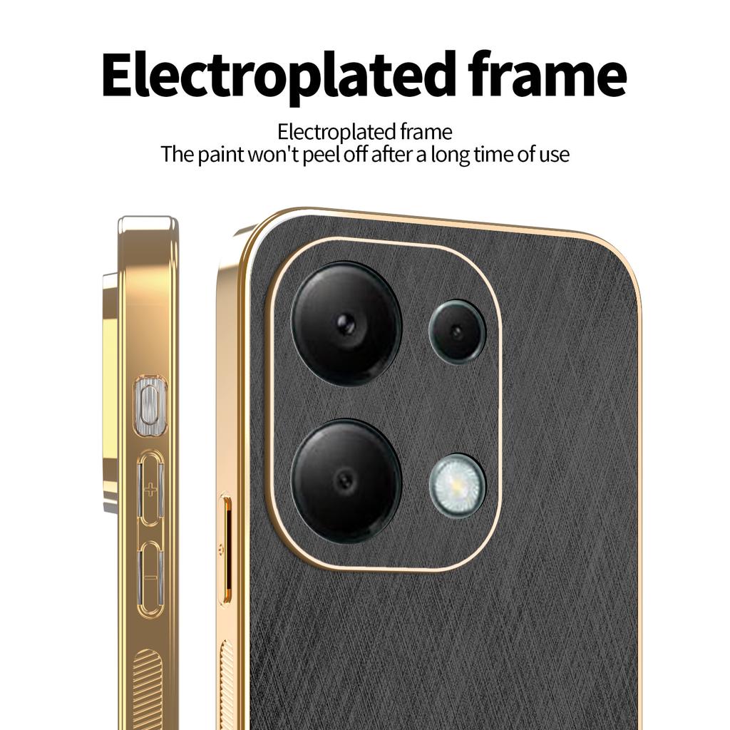 KADEM Phone Case For Xiaomi Redmi Note 13 Pro 4G/Note 14S 4G/Poco M6 Pro 4G,Electroplating Silk Texture PU+TPU Back Cover