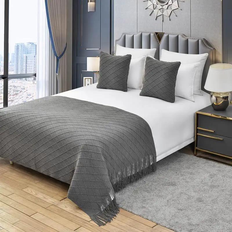 Шарф для кровати, украшение для квартиры B & B, вязаный диван с шарфом, покрывало для кровати в отеле, одеяло для кровати, флаг для гостиничной кровати