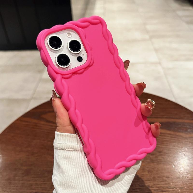 Cute Candy Color Matte Shockproof Case For iPhone 16 15 Pro Max 14 Pro 13 12 11 Wave Frame Clear Soft TPU Phone Cover