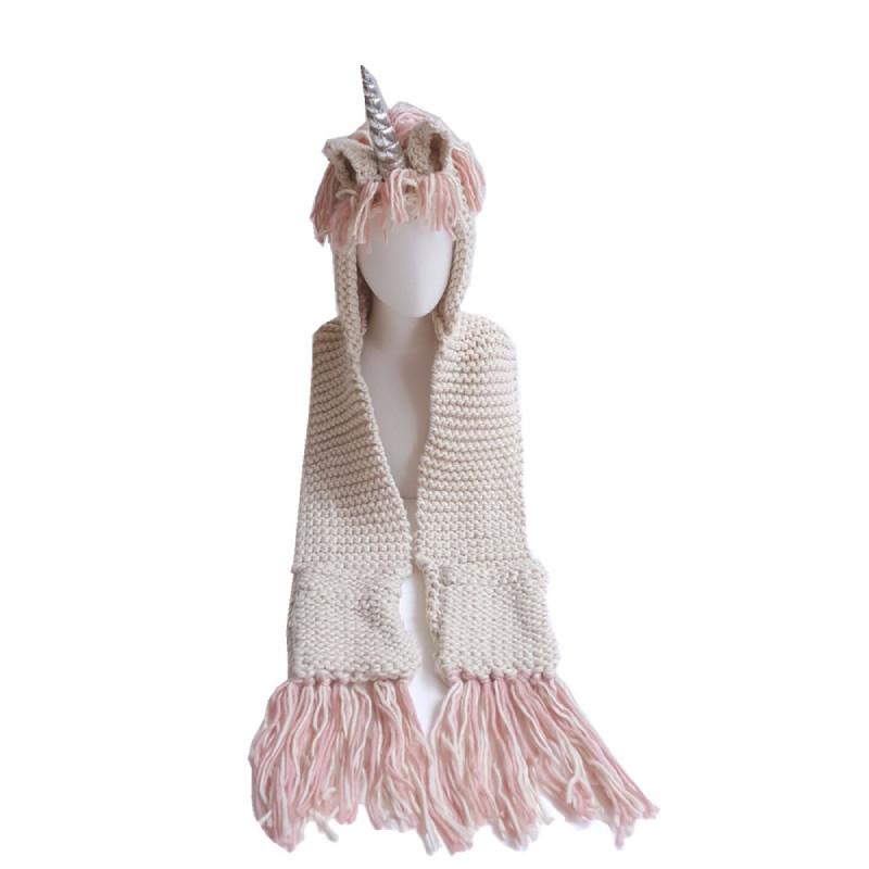 Cute Colorful Unicorn Hats For Kids Cozy Knitted Capes Handmade Scarves Winter Accessories