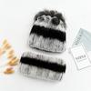 Knitted Women Warm Rex Rabbit Fur Hat Scarf Sets Winter Natural Rex Rabbit Fur Cap Scarves Russia Lady Fur Hats Muffler 2 Pieces