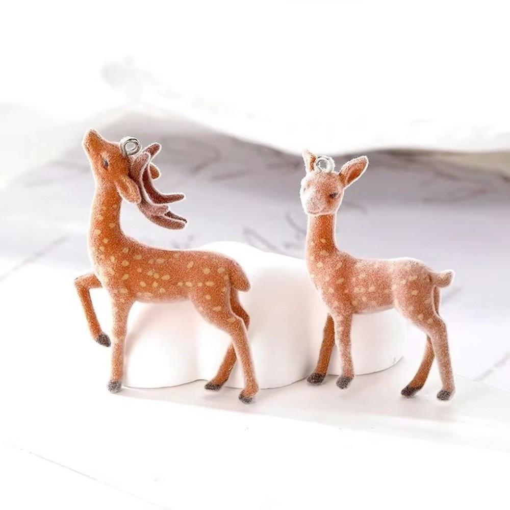3D Design Deer Keychain Fluffy Texture Phone Charms Cute DIY Bead Case Christmas Gift