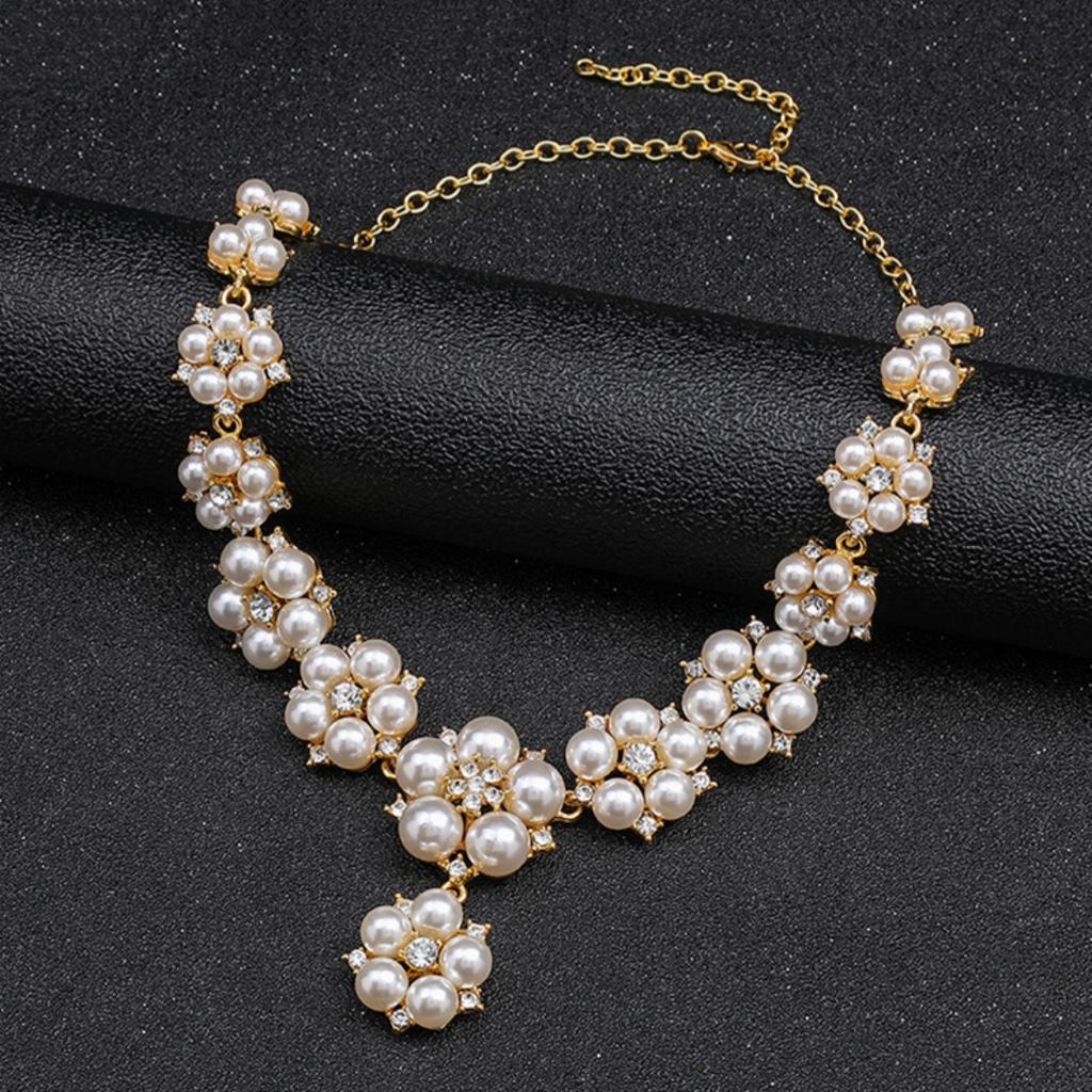 Cubic Zirconia Necklace Elegant Imitation Pearl Necklace Necklace Earring Set Formal Jewelry Accessories For Bridesmaids