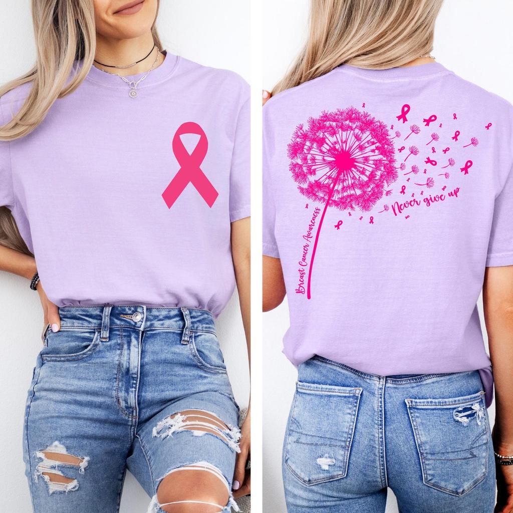 Comfort Colors Dandelion Breast Cancer Awareness Shirt, Dandelion T-Shirt, Pink Ribbon Sweatshirt, Cancer Survivor Tee, Cancer Fighter Top