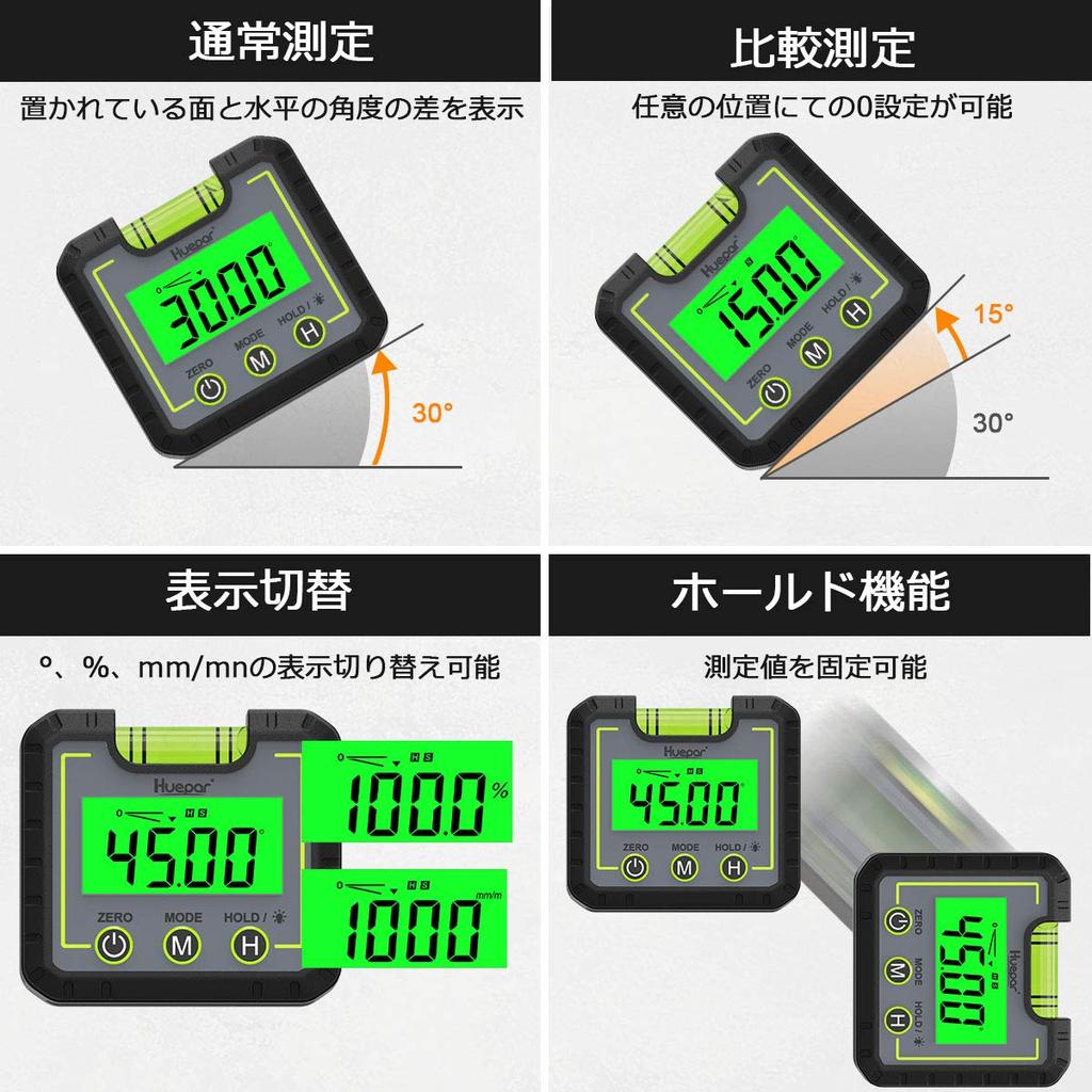 Huepar цифровой угломер инклинометр цифровой уровень уровень с подсветкой с магнитом маленький мини японский руководство по эксплуатации в комплекте AG01