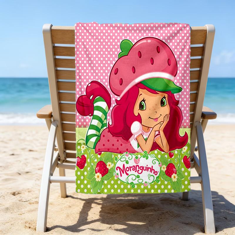 1pc Princess Strawberry11 Beach Towel, Beach and Seaside Swimming Pool Equipment, Fashion Pattern, Rectangular, Travel Essentials