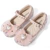 Весна-Осень Детские кожаные туфли Милые праздничные свадебные туфли для девочек Модные детские туфли принцессы с блестками и жемчугом на плоской подошве