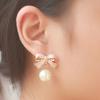 Bow Oil Dripping Earrings Shell Imitation Pearl Earrings Ear Clips No Ear Holes